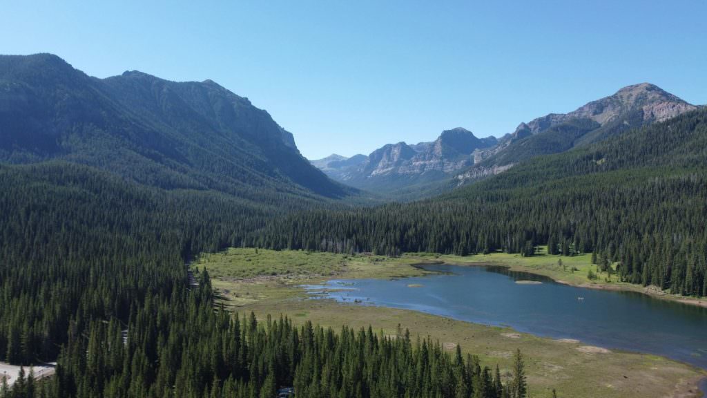 Beautiful landscape of the Hyalite reservoir in Montana.