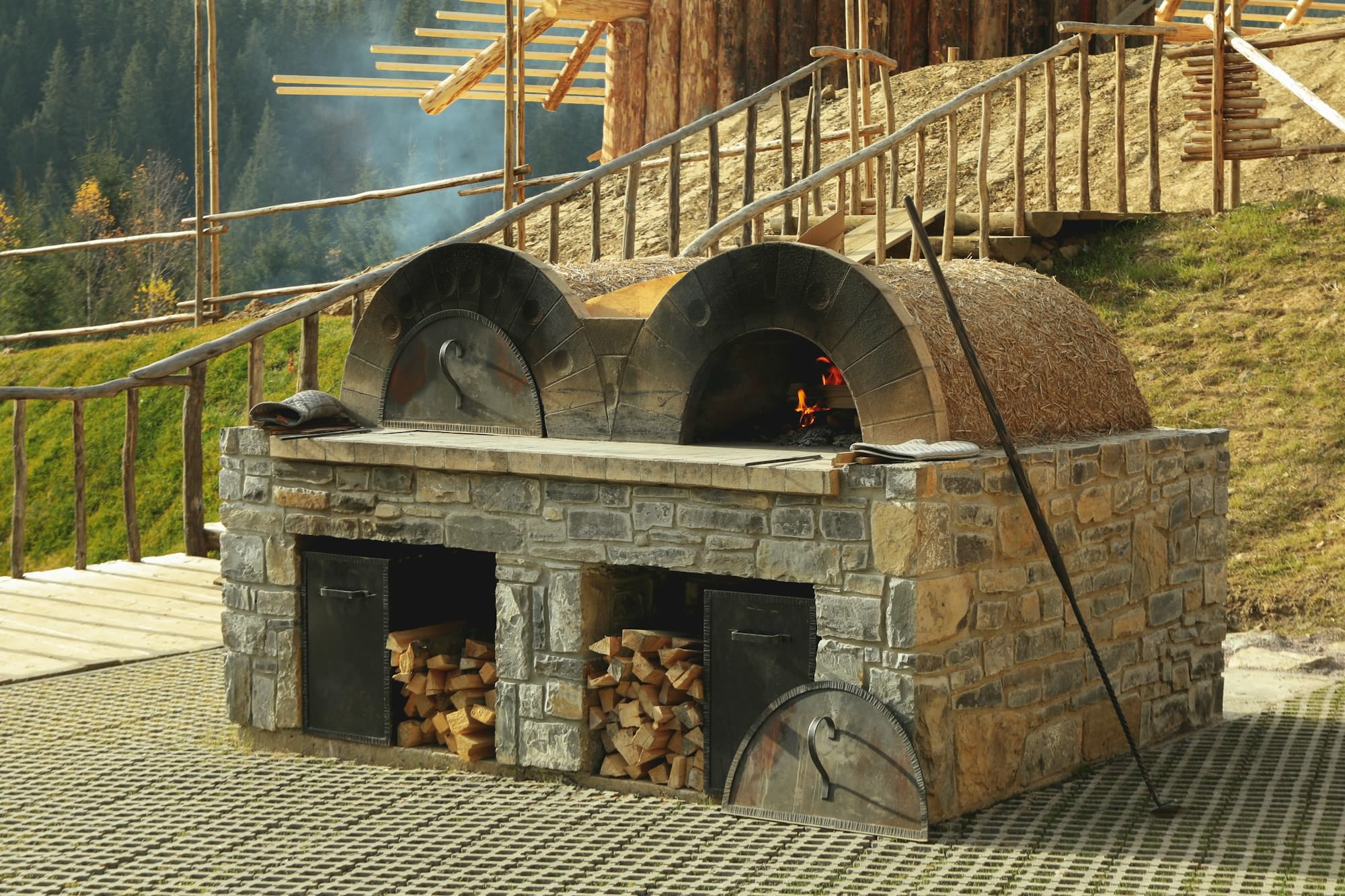 Grill place for cooking outdoor in mountain resort