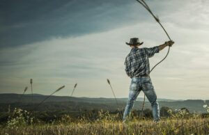 American Rancher with Lasso in His Hands